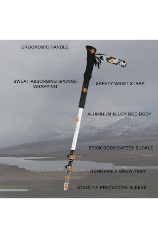 Mountainhiker Açık Hafif Alüminyum Alaşım Trekking Direkleri Çok Beyaz