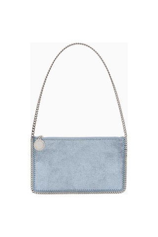 Stella Mccartney Falabella Shaggy Deer, Açık Mavi Vegan Deri Zincir Detaylı Lüks Pochette Omuz Çantası