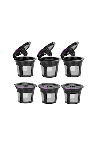 Kosona Kahve Kapsülleri İçin Yeniden Kullanılabilir Pp Filtre - Siyah, 51x46mm, 6 Adet Set - Modern Ve Sürdürülebilir Siyah