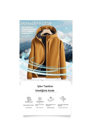 Erkekler İçin Açık Hava Spor Günlük Kapüşonlu Ceket Mavi