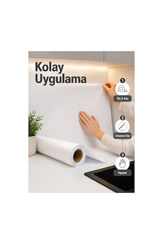 Mat Beyaz 50x100 Yapışkanlı Folyo Mutfak Dolap Ve Mobilya Kaplama Folyosu