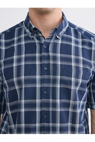 Lcwaıkıkı Classic Lacivert Regular Fit Ekose Armürlü Erkek Gömlek