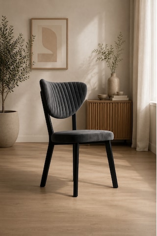 Teknor 4 Adet Elma Sandalye Modern Kadife Kapitone Sırtlı Mutfak Yemek Odası Balkon Kafe Sandalyesi 85 Cm Gri