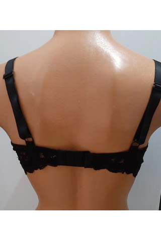 Ecem Yıldız Dantelli Balenli Petsiz Dolgusuz Sütyen Siyah