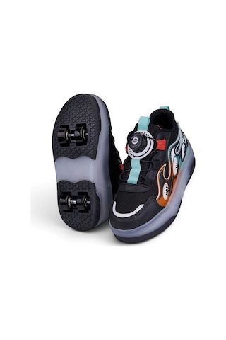 Nstil Unisex Çocuk Spor Ayakkabı Akıllı Bağcıklı Çıkarılabilen Patenli Işıklı Rahat Sneaker 030 Siyah