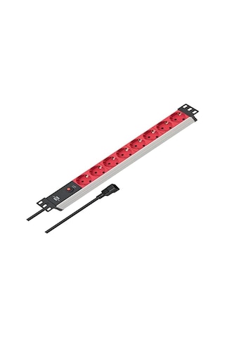 Brennenstuhl Alu-line Serisi 19" Server Kasası Uyumlu Uzatma Kablosu 8 Soketli 2 Metre 10 Amper Devre Kesicili Dişi Priz