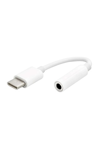 Type-c To 3.5 Mm Kulaklık Dönüştürücü Ses Kablosu, Aux Ve Hoparlör Adaptörü Beyaz