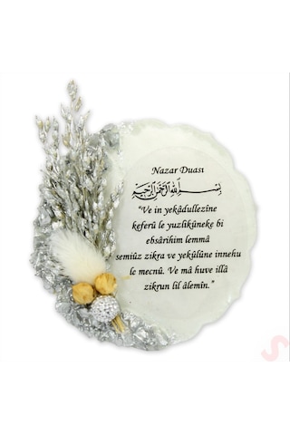 Kutulu Ve Süslü 6,50 Cm Epoksi Taşlı Magnet, Gümüş - 10 Adet Gümüş