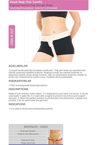 Kasık Bağı Tek Taraflı Kasık Fıtığı Bandaj Sağ Orx -k527 Standart