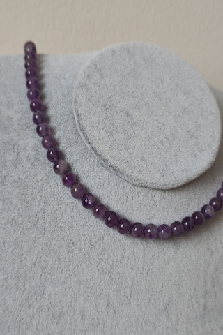 Badeaccessories 6 Mm Ametist Doğal Taş Kolye Altın