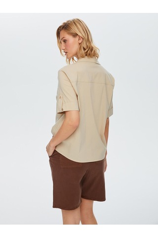 Faik Sönmez Kadın Kısa Kollu Stretch Poplin Gömlek U68358 Antrasit