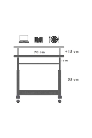 Yükseklik Ayarlı Ve Klavyelikli Çalışma Masası - Ceviz