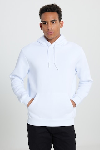AC&Co / Altınyıldız Classics Erkek Beyaz Standart Fit Normal Kesim Kapüşonlu Kanguru Cepli Pamuklu Sweatshirt Beyaz