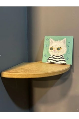 Yuvarlak Köşe Raf, Rafın Kesik Köşesi, Ahşap Yüzer Açık Kahverengi Rustik Raflar, Duvar Düzenleyici 1