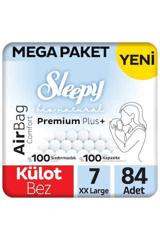 Sleepy Bio Natural Premium Plus Airbag Comfort Mega Paket Külot Bez 7 Numara Xxlarge 84 Adet