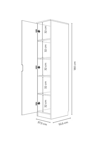 Lento 1 Kapaklı 5 Raflı Gardırop Beyaz Meşe Beyaz Meşe