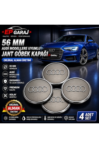 56 Mm Audi Modellere Uyumlu Jant Göbek Kapağı 4 Adet Set Orijinal Alman Üretimi