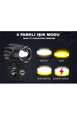 2 Adet Mini Led Spot Sis Farı Csp Lensli 6000k Beyaz 3000k Amber Motosiklet Yardımcı Farı