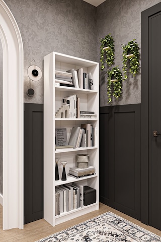 Asra Trend 5 Raflı Kitaplık K002 %100 MDF Modern Ofis Çalışma Odası Dosya Rafı Beyaz