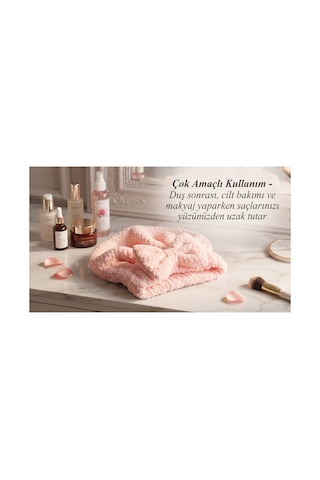 Prenses Peluş Mikrofiber Saç Kurulama Havlusu, Pratik Saç Bonesi - Duş, Makyaj Ve Bakım Saç Wrap Pembe