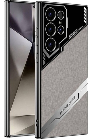 Galaxy S24 Ultra Kılıf Kamera Korumalı Suni Deri Tasarım Zore Yeni Seri Procase Kapak Titanyum-Gri
