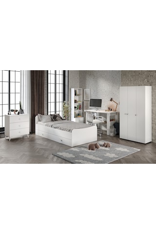 Selen Çocuk Odası Takımı Beyaz - 5 Parçalı Tamamı 1. Kalite Mdf Beyaz