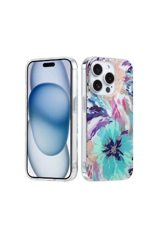 İphone 15 Pro Max Uyumlu Kılıf Solmayan Imd Baskı Desenli, Şeffaf Tpu+pc Botanik Kapak