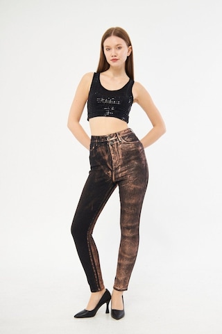 Varaklı Çift Renk Jean Pantolon 001
