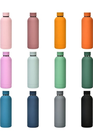 Paslanmaz Çelik Dış Mekan Mat Su Şişesi Taşınabilir Spor Su Kupası Kauçuk Boya Yalıtım Kupası Yeşil Beyaz