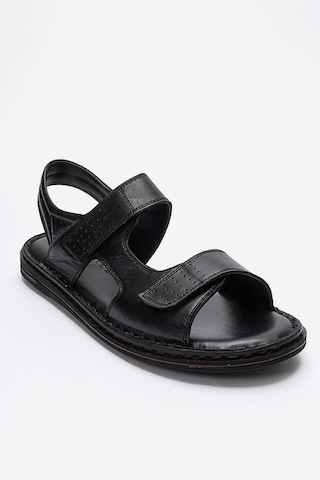 Dericlub Erkek Bantlı Sandalet Gerçek Deri Dc 1215 Siyah