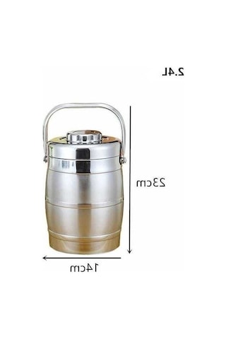 Novahub Çift Katmanlı Vakum Kutu, 2.4l Piknik Tencere, Paslanmaz Çelik, Isı Yalıtım, Gümüş Renk Gümüş