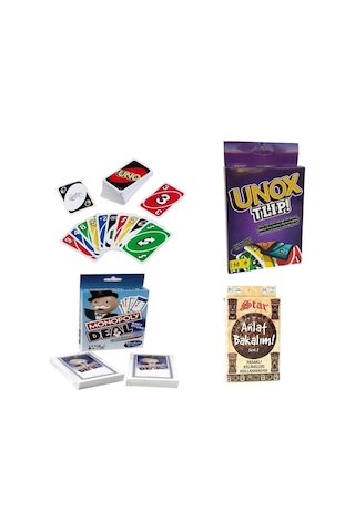 Uno Unox Monopoly Deal Anlat Bakalım 4'lü Oyun Kart Set