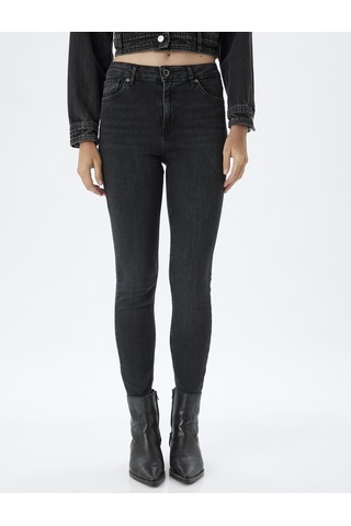 Koton Yüksek Bel Kot Pantolon Dar Paça Push Up - Skinny Push Up Fit Jean Siyah 5wal40052md Siyah