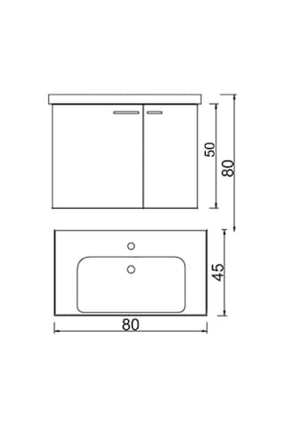 Turkuaz Frame Etajerli Lavabo 80X45 Cm Ve Terra Banyo Alt Dolabı Çok Renkli