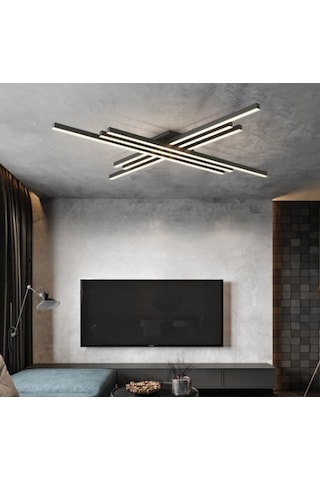 Siyah Led Tavan Lambası 3000K Sarı Işık Avize Modern Aydınlatma