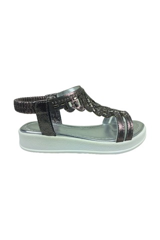 Ortopedikal Grafen Filet Kız Çocuk Sandalet Platin Taşlı Topuklu Platin