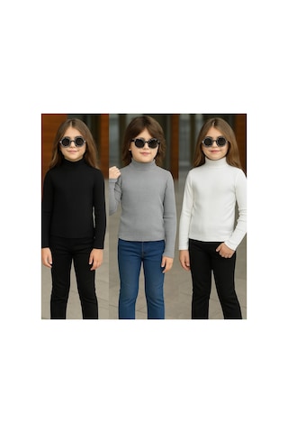 Uğur Bebe %100 Pamuk 3 Adet Unisex Çocuk Fitilli Ribanalı Yarım Balıkçı Yaka Bady Body Badi 3 Renk Modern Ve Rahat Badi Siyah Siyah