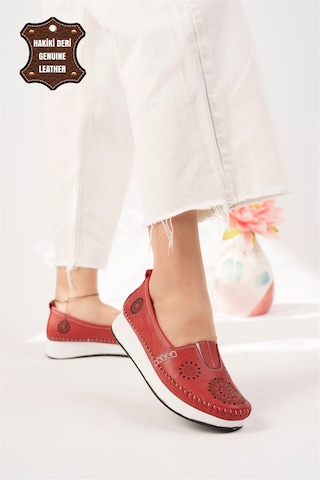 Elit Mn85l21c Kadın Hakiki Deri Espadril Kırmızı Kırmızı