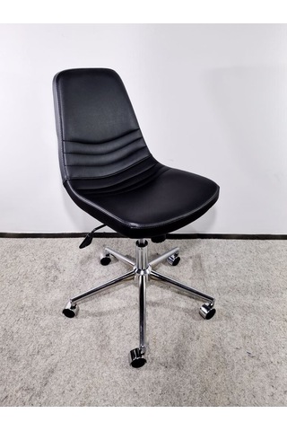 Bintaşmobilya Siyah Deri Rahat Ofis Toplantı Sandalyesi