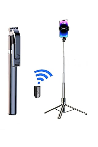 R1s-l 3in1 Bluetooth Kumandalı 170cm Tripod Işıklı Selfie Çubuğu