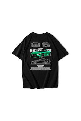 Brz Collection Unisex Oversize Mercedes Amg Gtr T-shirt Siyah