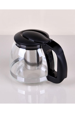 Kapris 8883 Çelik Süzgeçli Cam Demlik Siyah 1250 ML