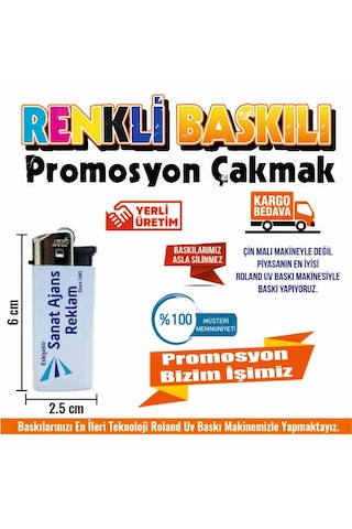 Baskılı Promosyon Çakmak. 100 Adet