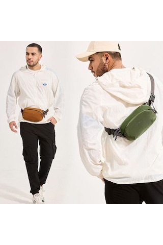 Novahub Erkekler Göğüs Çantası Kişiselleştirilmiş Banliyö Omuz Çantası Cep Telefonu Bel Paketi Siyah Yeşil Siyah Siyah