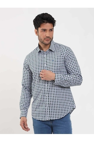Dufy Yeşil Erkek Slim Fit Puantiyeli Brent Düğmeli Yaka Uzun Kol Gömlek - 104339-yeşil Yeşil