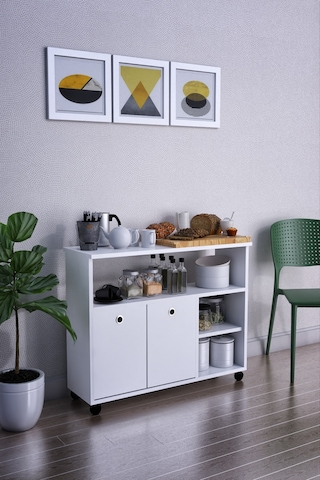 Masa Taşınabilir Çok Amaçlı 2 Kapaklı Katlı Mutfak Masası, Salon Masası Beyaz