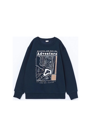 LC Waikiki Lcw Kids Lacivert Bisiklet Yaka Erkek Çocuk Sweatshirt New Navy