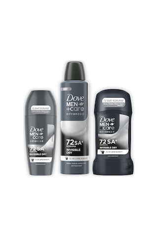 Dove Men +care Advanced Erkek Deodorant Invisible Dry 150 Ml + Rolln On 50 Ml + Stick 50 Ml