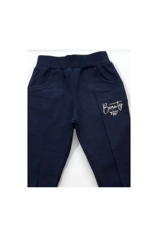 Kız Çocuk Pamuklu Beli Paçası Lastikli Eşofman Alt-15145 Lacivert