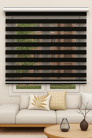 Ithal Bambu Siyah Zebra Stor Perde Eteği Düz 1.kalite Alüminyum Kasa Metal Ayak Siyah